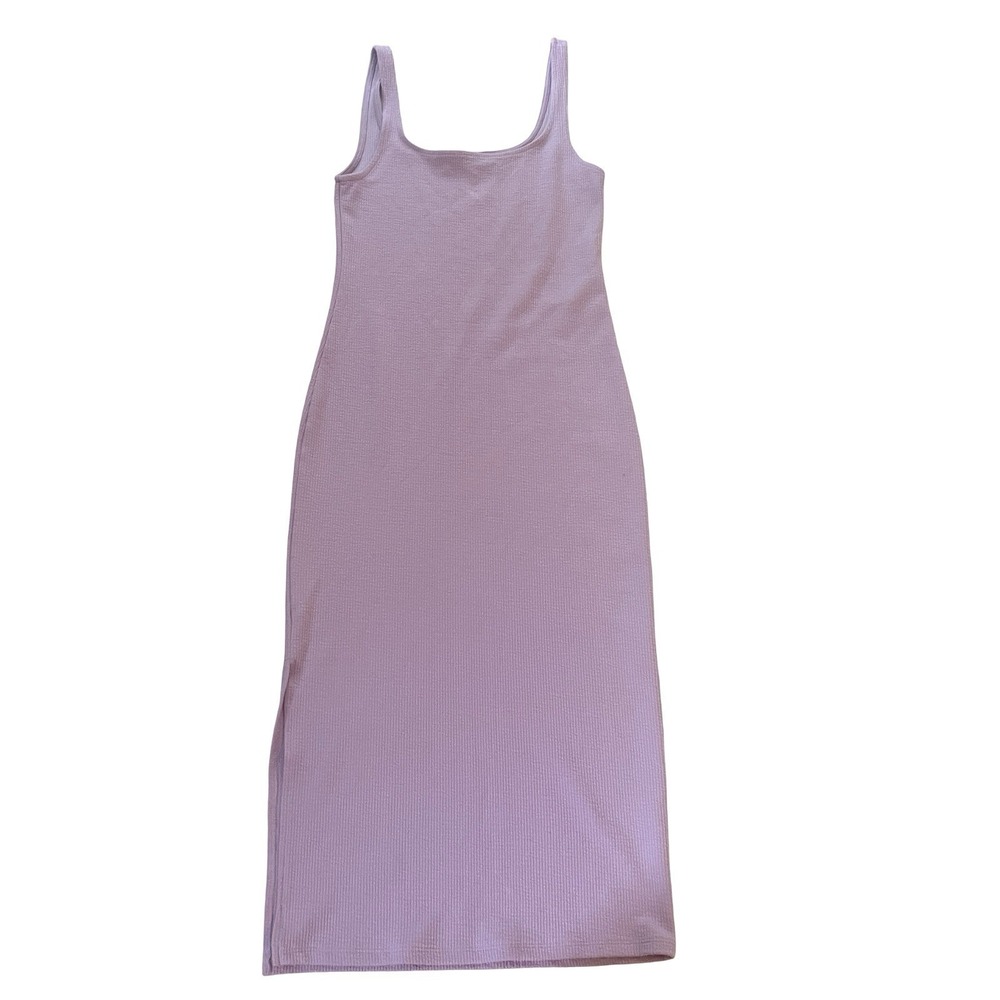 Vero Moda Women's Size XS Ribbed Lavender Purple Midi‎ Dress Fitted Scoop Slit